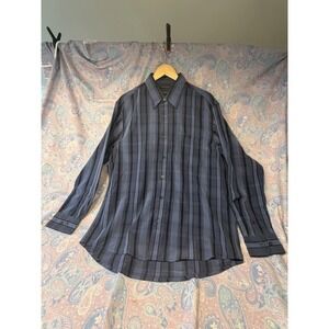 R&R Casuals Men's Button Down Long Sleeve Striped Collar Shirt Size L